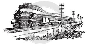 Twentieth Century Flyer Train, vintage illustration