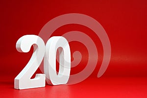 Twenty  20  Percentage Isolated Red  Background with Copy Space - Discount 20% off Safe Price Business finance promotion Concept