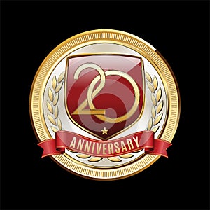 Twenty Anniversary Red Shield Luxury Badge
