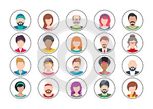 Twenty colorful vector people avatar icons set