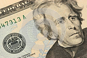 Twenty dollars bill closeup