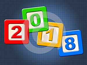 Twenty Eighteen Blocks Represents Happy New Year And Kids