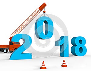 Twenty Eighteen Indicates 2018 New Year And Annual 3d Rendering