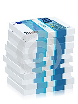 Twenty euro banknotes stacks