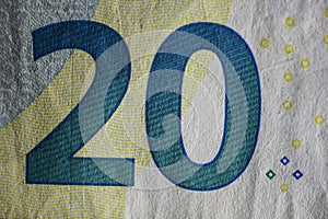 Twenty Euro bill close up