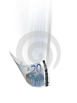 Twenty euro bill collage isolated on white