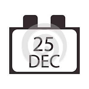 twenty fifth december calender. Vector illustration decorative design