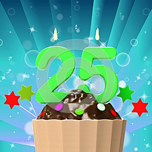 Twenty Five Candle On Cupcake Means Birth