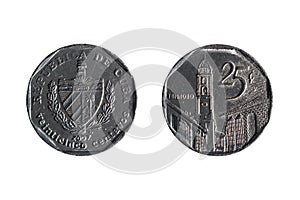 Twenty-five cents cuban coin