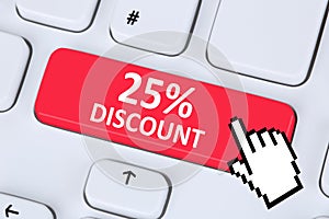 25% twenty-five percent discount button coupon voucher sale online shopping internet