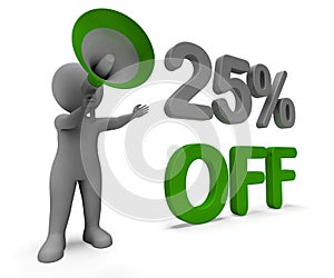 Twenty Five Percent Off Character Means Cut Rate Or Sale 25%