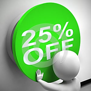 Twenty five percent off discount reduction showing 25% less price - 3d illustration