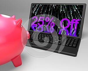 Twenty-Five Percent Off On Laptop Showing Special Promotions