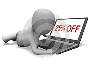 Twenty Five Percent Off Monitor Means 25% Deduction Or Sale Online