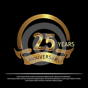 Twenty five years anniversary golden. anniversary template design for web, game ,Creative poster, booklet, leaflet, flyer, magazin