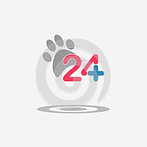 Twenty four available medical help icon. Veterinary icon