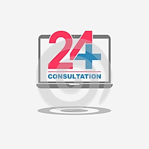 Twenty four available online medical consultation. Laptop