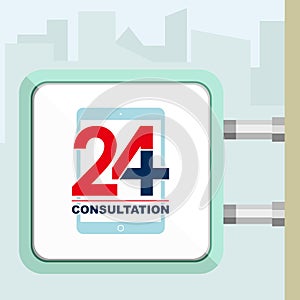 Twenty four available online medical consultation. Tab. Citylight conception.