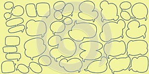 Twenty four Hand drawing doodle speech bubble set. Hand Drawn Comics Style Speech Bubbles