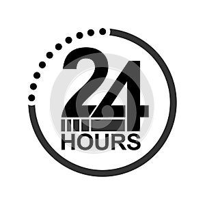 twenty four hour icon. 24 hour logo vector.