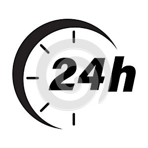 Twenty four hour icon vector delivery service online deal remaining time for graphic design, logo, web site, social media, mobile