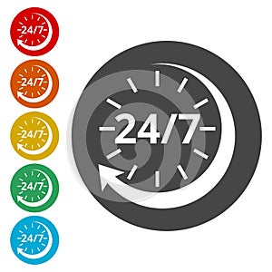 Twenty four hours open, Vector open hours icon