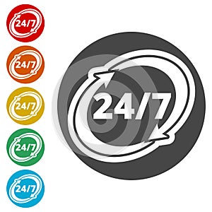 Twenty four hours open, Vector open hours icon