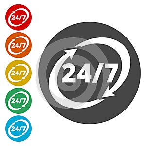 Twenty four hours open, Vector open hours icon