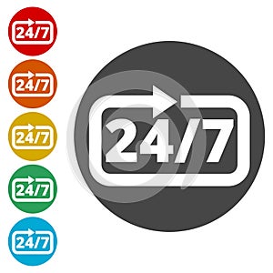 Twenty four hours open, Vector open hours icon