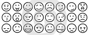 Twenty four smilies, set smiley emotion, by smilies, cartoon emoticons - vector