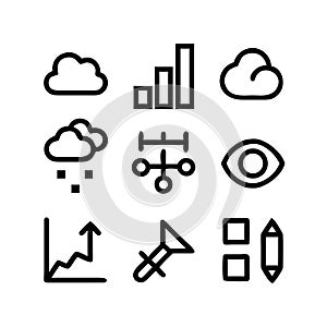 Twenty Line Art Icons Of Various Objects vector