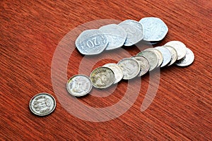Twenty  paisa and 25 paisa, old Indian coins photo