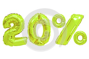 Twenty percent from balloons lime color