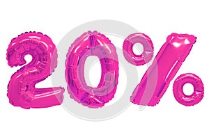 Twenty percent from balloons pink color