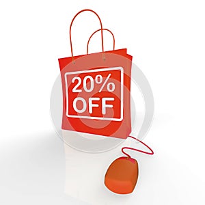 Twenty Percent Off Bag Represents Online 20 Sales and Discounts