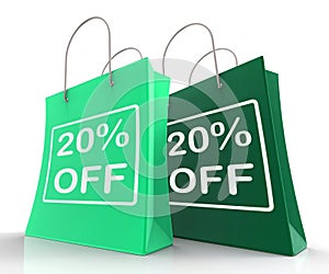 Twenty Percent Off On Shopping Bags Shows 20 Bargains