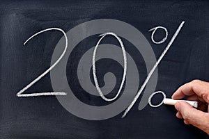 Twenty  percent written on a blackboard photo