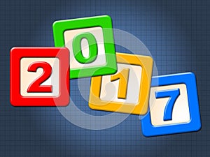 Twenty Seventeen Blocks Represents New Year And Annual