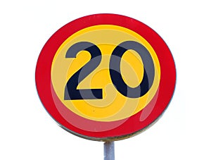 Twenty speed limit road sign