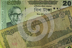 Twenty Taka bills, Bangladesh.