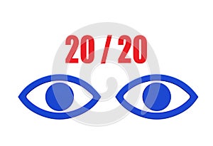 Twenty twenty hindsight - A pair of blue eyes and the numbers 20 / 20