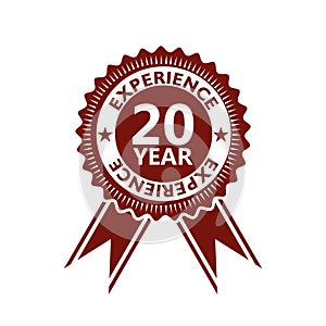 Twenty Year experience label seal, 20 year experience