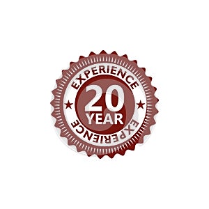 Twenty Year experience label seal, 20 year experience