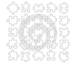 Twentyfive jigsaw shapes