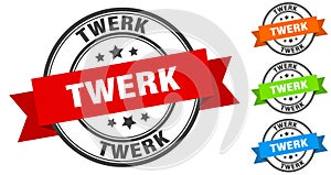 twerk stamp. round band sign set. label