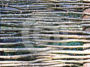 Twig Wooden Willow Fence Wall Detail in Rural Village