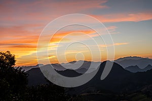 Twiglight sky with mountains at Mae Hong Son