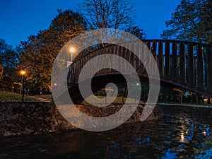 Twilight bridge of wood