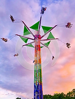 Twilight Cotton Candy Sky Ride at the Small Town Carnival at Dusk