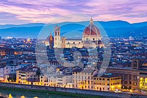 Twilight of Duomo Florence in Florence, Firenze, Italy